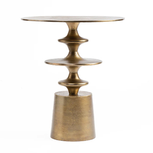 Table d'appoint moderne en aluminium avec plateau rond, meuble d'intérieur décoratif, table à boissons sur piétement - Product Image 1