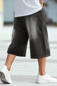 Shorts en jean d'été pour hommes, style urbain, personnalisables avec logo, couleur unie, décontractés, écologiques et respirants, vente en gros - Product Image 5