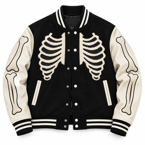 Blouson universitaire chauffant personnalisé unisexe en laine et fourrure, style Letterman, avec patchs chenille, coupe bomber de baseball, marque privée, style urbain - Product Image 1