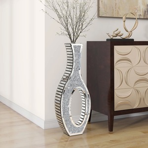 Vase de table haut de gamme en métal avec glaçure transparente craquelée – Support à fleurs moderne, élégant et luxueux pour l'affichage en hôtel - Product Image 5