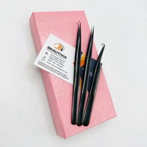 Pince à épiler d'extension de cils d'isolation fine en acier inoxydable de 14cm de marque personnalisée Outil à pointe pointue durable - Product Image 3