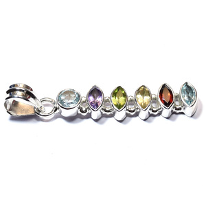 Colgante de plata de ley 925 con piedras preciosas naturales multicolor de 50 mm de largo, estilo wanderlust, para sanación espiritual, venta al por mayor, yoga, sanación espiritual. - Product Image 5