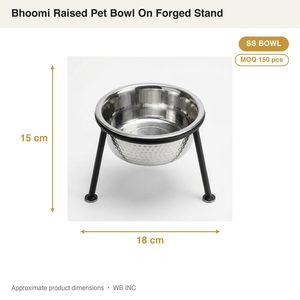 Bol pour animaux de compagnie fait main en acier inoxydable 304 noir mat de 18 cm avec support surélevé Bhoomi pour la décoration intérieure et les hôtels - Product Image 3