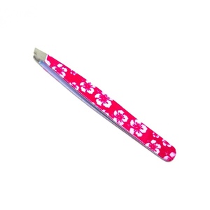 Pince à épiler sourcils Ryzer Studio Fashion moderne rose à motif floral, pointe incurvée, antistatique, en acier inoxydable, outil de toilettage durable - Product Image 4