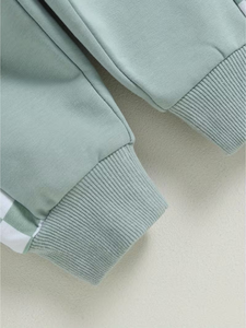 Customized Brand Baby Casual Print Color-Block Zip-Up Hooded Jersey Sweatshirt Joggers 100% Cotton ODM Autumn Winter Knitted - Product Image 5