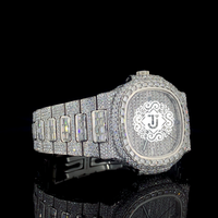 Montre automatique unisexe Baguette VVS Moissanite Diamant, boîtier en acier inoxydable, mouvement mécanique ETA, résistance à l'eau 3 ATM, entièrement sertie de diamants