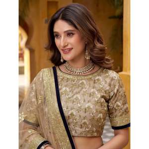 Multi-Color Embroidered Silk Lehenga Choli for Sangeet <b>Wedding</b> Wear - Product Image 2