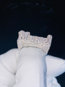 925 Sterling <b>Silver</b> Custom Champion Iced Moissanite Cluster <b>Ring</b> Rhodium Plated Hip Hop Style Birthday Gift Engagement <b>Men</b> <b>Ring</b> - Product Image 3