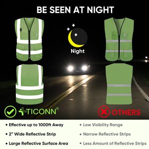 <b>Construction</b> Safety Reflective Safety Vests for Men Women High Visibility Vest with Pockets Mesh Fabric Apparel Neon <b>Work</b> Vest - Product Image 5