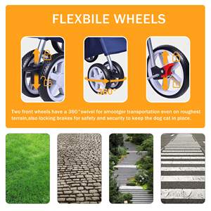 Cochecito plegable para mascotas con cesta de almacenamiento de toldo resistente a los rayos UV y sistema de plegado rápido para uso en viajes, 1 unidad - Product Image 6