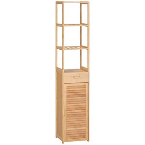 Mobile da Bagno in Stile Tradizionale con Cassetto e Ripiani a Doghe in Legno PVC MDF Salvaspazio per Uso in Camera da Letto - Product Image 1