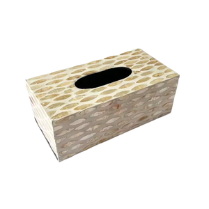 Boîte à mouchoirs en nacre, étui à mouchoirs rectangulaire et en forme de cube avec incrustation de coquillages pour hôtel, spa et décoration intérieure - Product Image 2
