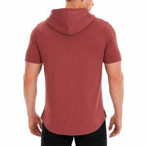 Men's Short Sleeve Training Hoodie Polyester Cotton Athletic Gym Workout Tee Athletic Fitness Sports Apparel Gymwear Activewear - Product Image 2