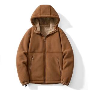 OEM Plain Dyed Men Autumn Sweet Chinese Heated Polar Fleece Casual Stand Pullover Plus Size Thick Warm Hooded Knitted <b>Jackets</b> - Product Image 5