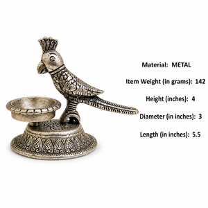 Portavelas de metal vintage hecho a mano con figura de loro antiguo, soporte decorativo para velas Diya, para decoración de mesa del hogar. - Product Image 6