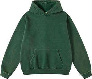 เสื้อฮู้ดดี้สีเขียวฟอกทรงโอเวอร์ไซส์ ยูนิเซ็กซ์ ผ้าฝ้ายฟลีซ 100% มีกระเป๋าเสื้อ สไตล์ลำลองสำหรับฤดูใบไม้ร่วง ทรงปกติ สกรีนลายได้ตามสั่ง - Product Image 4