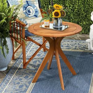 Outdoor Round Solid <b>Wood</b> Bistro <b>Table</b> 27 Inch for Patio and <b>Garden</b> - Product Image 5