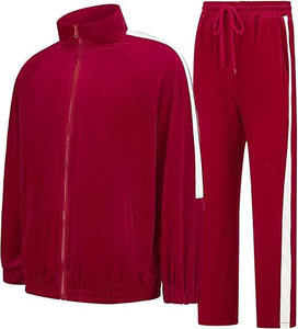 Ensemble de survêtement unisexe en velours, tissu doux et moelleux, veste et pantalon assortis, vêtements décontractés de luxe, vêtements personnalisés - Product Image 1