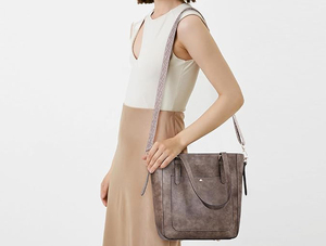Sac à main élégant en cuir véritable pour femme, personnalisable avec logo, sac fourre-tout pour femme, bandoulière à trois sangles, doublure en toile pliable, OEM - Product Image 2