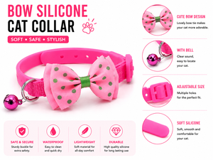 <b>Bow</b> Cat Collar OEM ODM Custom Logo Adjustable Kitten Collar with Bell Direct Manufacturer - Product Image 2