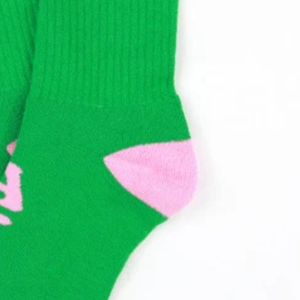 Chaussettes de sport côtelées vertes et roses en mélange de coton, confortables, tricotées, décontractées, extensibles, respirantes, pour tous les jours - Product Image 2