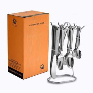Hongkong JAGDAMBA CUTLERY LIMITED Ensemble de couverts en acier inoxydable 24 pièces avec support 1200g Collection de vaisselle élégante - Product Image 4