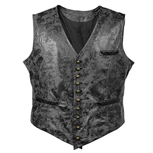 Gilet sans manches en toile et daim pour homme, col en V, en cuir, écologique, imperméable, style rétro, collection automne-hiver - Product Image 3