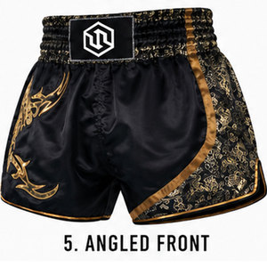Pantalones Cortos de Muay Thai Negros de Lona de Alta Calidad para Hombre con Logotipo Personalizado, Pantalones Cortos Transpirables para MMA y Boxeo con Cierre de Cordón - Product Image 5