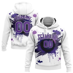 Venta al por mayor directa de fábrica: Nuevo diseño personalizado, sudadera con capucha para hombre, color blanco-gris, con efecto 3D de salpicaduras, de tela de estambre, para otoño. - Product Image 1