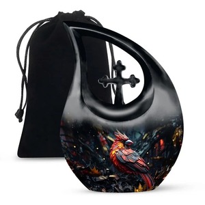 Urna Conmemorativa Grande en Forma de Lágrima para Cenizas de Papá, con Hermosa Cruz, Bolsa de Terciopelo Gratis - Product Image 5