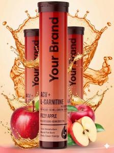 Tabletas Efervescentes de Vinagre de Sidra de Manzana con L-Carnitina, Apoyo al Metabolismo, Sin Azúcar, Sabor a Manzana, Bebidas Energéticas Limpias - Product Image 2