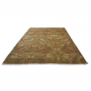 Tapis Damassé Rectangulaire Moderne DECORDEC de Haute Qualité, Motif Floral Ornamental, Couleurs Rouille, Olive, Beige, Taupe, en Laine Écologique Antidérapante - Product Image 2