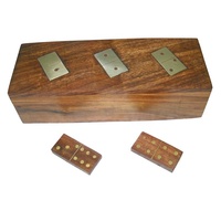 2025 nouveau Design personnalisé bois dominos boîte haute qualité artisanat indien pour la maison décoratif voyage en gros jeu Domino ensembles