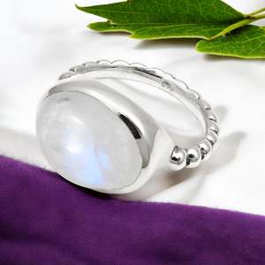 Handmade 925 Sterling Silver <b>Smart</b> <b>Ring</b> Comes With Oval Shaped Natural Rainbow Moonstone Gemstone Bezel Set Bohemian <b>Ring</b> - Product Image 1
