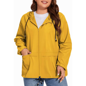 Yellow Hooded Waterproof Reversible <b>Quilted</b> <b>Jacket</b> Casual Loose Fit Zipper Closure Winter Wear Unisex <b>Pattern</b> - Product Image 1