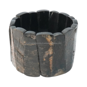 Natural Bone Wide Handmade <b>Stretch</b> Cuff <b>Bracelet</b> Classic Modern Tribal Design Women's Jewelry Daily Wear - Product Image 5