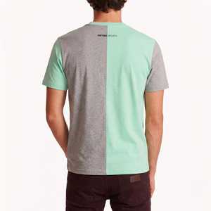 T-shirt personnalisé pour homme en coton tricoté bicolore, coupe oversize, col rond, manches courtes, style streetwear, mode estivale - Product Image 2