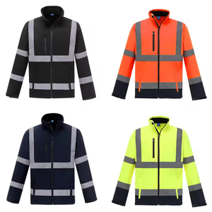 <b>Mens</b> High Visibility Security <b>Jacket</b> <b>Reflective</b> Stripe Safety Workwear with Zip Closure and Customizable Logo - Product Image 1