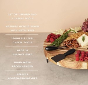 Plateau à charcuterie en bois artisanal, ensemble de couteaux à fromage, outils à fromage en acier inoxydable de qualité supérieure, plateau de service pour la maison et la cuisine - Product Image 3