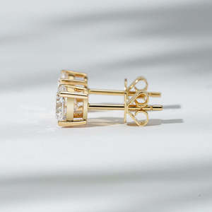 Pendientes de Diamante Cultivado en Laboratorio, Corte Redondo VVS, Platino, 4 Puntas, Clásicos, Unisex, Joyería Fina, Color E, a la Moda - Product Image 2