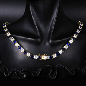 Cadena Hip Hop para Hombre, Chapada en Oro de 14K, Plata de Ley, con Diamante Azul Cultivado en Laboratorio - Product Image 1