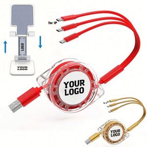 Cable de Carga USB 3 en 1 Retráctil Telescópico 3A con Logotipo Personalizado, Regalos Promocionales Personalizados al por Mayor - Product Image 1