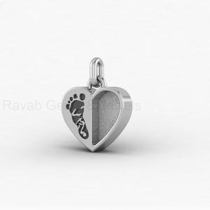 Plata de Ley 925 Sólida, Chapada en Oro de 14K, Dije de Corazón Personalizado con Huellas de Bebé, Engaste de Bisel, Joyería de Resina DIY para Recuerdo - Product Image 3