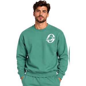 Sage Green <b>Men</b> Sweatshirt Crew Neck <b>Long</b> <b>Sleeve</b> Pullover Casual Fleece <b>Top</b> Custom Logo Streetwear Winter Sportswear Wholesale - Product Image 1