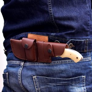 Couteau de chasse artisanal en acier Damas de qualité industrielle avec manche en os et étui en cuir pour le camping en plein air - Product Image 6