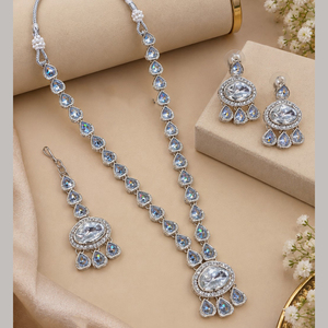 Ensemble collier et boucles d'oreilles pour femme JeweleMarket, plaqué or, pierres en cristal, strass, style ethnique, pour mariage, fiançailles, anniversaire, fête, cadeau - Product Image 1
