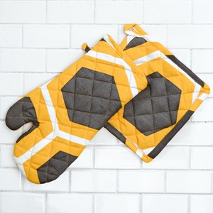 100% Cotton Modern Style Woven Oven Mitts Gloves <b>Pot</b> <b>Holders</b> Heat Resistant Waterproof Dishwasher Safe Digital Printed Food - Product Image 1