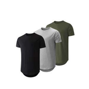 Camiseta de Hombre al por Mayor con Dobladillo Curvo, Cuello Redondo, Lisa, Informal, Transpirable, Mezcla de Algodón, Estilo Urbano de Verano, Logotipo Personalizado - Product Image 4