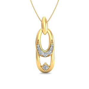 Yellow Gold Diamond Pendant With Round Brilliant Cut Center And Side Stones For Women's Everyday Wear - Product Image 2