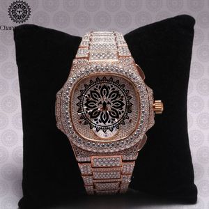 Reloj Charm Jewells de acero inoxidable para hombre, caja de 40 mm, detalles de diamantes, analógico, de lujo, a la moda, movimiento mecánico, fecha automática - Product Image 1